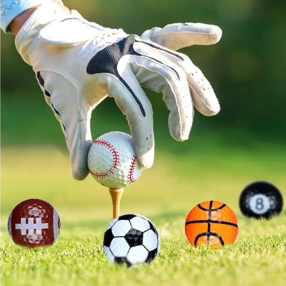 Sports-Themed Colorful Golf Ball Set, NEW, 5 balls